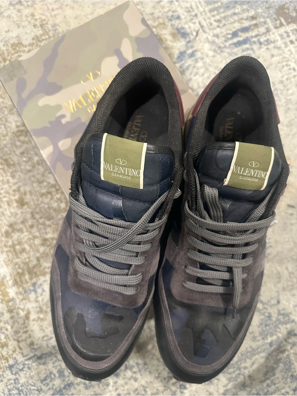 Valentino Garavani Men's Camouflage Suede & Leather Sneakers - Gray/Olive/Black